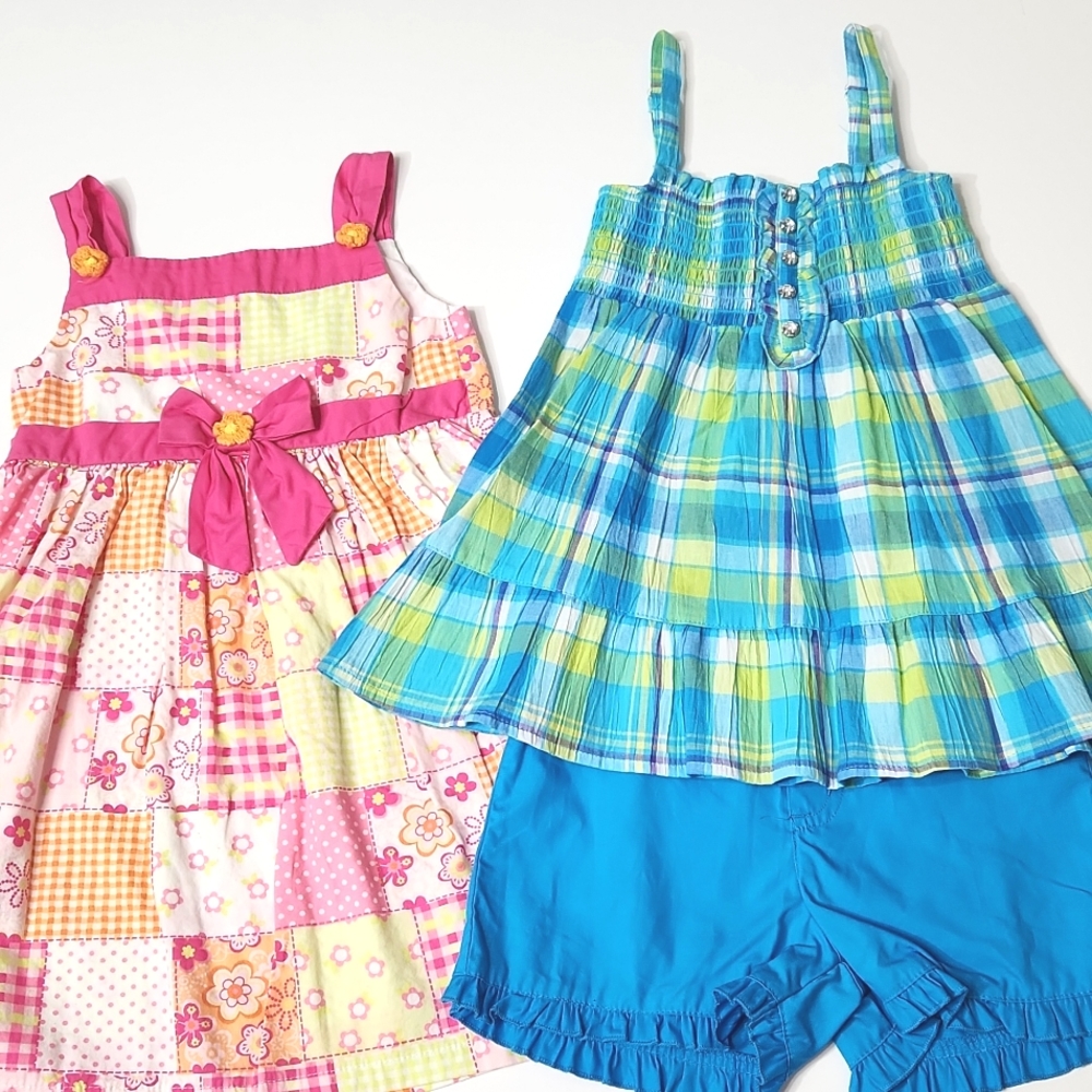 4T Girl's Dress and Shorts Set Bundle